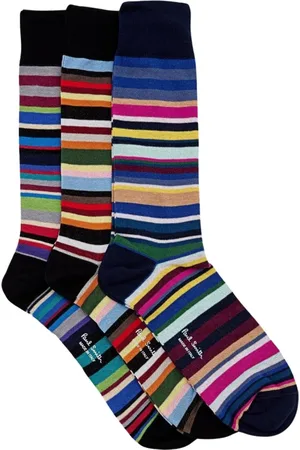 Paul Smith Ondergoed, Heren, Veelkleurig, ONE Size, Katoen, Gestreepte Crew Sokken