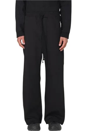 THOM KROM Broeken, Heren, Zwart, L, Zwarte Trekkoord Wijde Pijp Broek