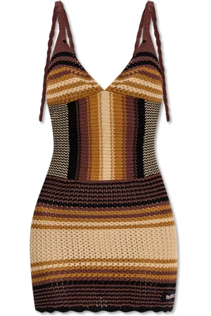 The Attico Kleedjes, Dames, Bruin, 2Xs, Katoen, Jurkencollectie Estate Meravigliosa