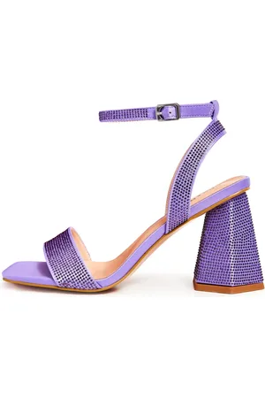 CESARE GASPARI Schoenen, Dames, Paars, 39 EU, Leer, Sandalettes met blokhak en strass - Lila