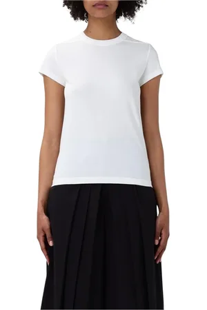 Rick Owens Tops, Dames, Wit, L, Katoen, Zwart Crew Neck T-Shirt Vrouwen