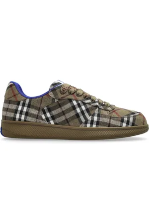 Burberry Schoenen, Heren, Groen, 43 EU, Leer, Check Terrace Sneakers