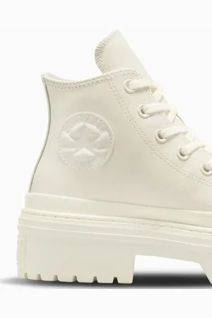 Converse Schoenen, Dames, Wit, 39 1/2 EU, Beige Canvas High Top Sneakers