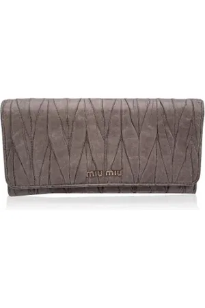 Miu Miu Pre-owned, Dames, Grijs, ONE Size, Tweedehands leren portemonnees