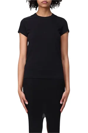Rick Owens Tops, Dames, Zwart, 2Xs, Katoen, Zwarte korte mouw T-shirt