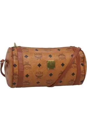 MCM Pre-owned, Dames, Bruin, ONE Size, Leer, Tweedehands leren schoudertassen