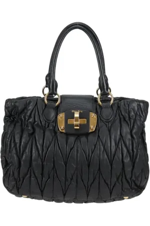 Miu Miu Pre-owned, Dames, Zwart, ONE Size, Leer, Tweedehands leren handtassen