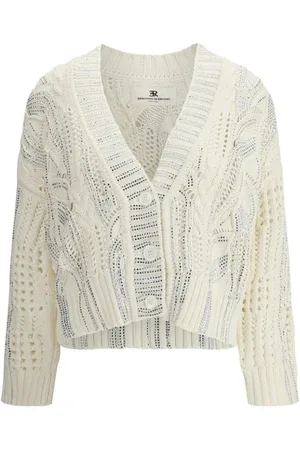 ERMANNO SCERVINO Truien, Dames, , M, Katoen, Gebreid Vest met Kristallen