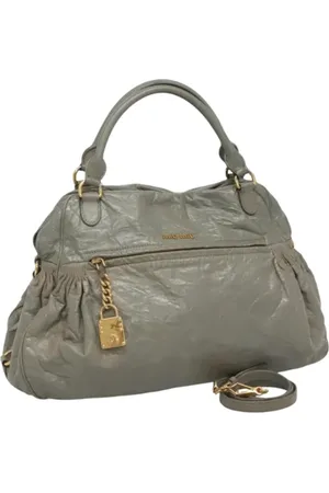 Miu Miu Pre-owned, Dames, Grijs, ONE Size, Leer, Tweedehands leren handtassen