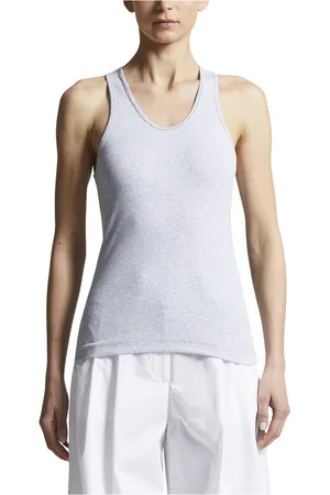 PESERICO SIGN Tops, Dames, Grijs, XL, Micro rib jersey stretch top