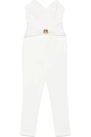 Elisabetta Franchi Jumpsuits & Playsuits, Dames, Wit, S, Witte Jumpsuit met Benen Bodice