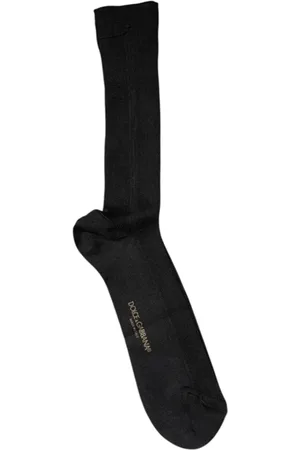 Dolce & Gabbana Ondergoed, Heren, Zwart, M, Katoen, Logo Mid Calf Katoenen Sokken