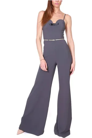 Elisabetta Franchi Jumpsuits & Playsuits, Dames, Grijs, M, Polyester, Elegante jumpsuit met dunne bandjes