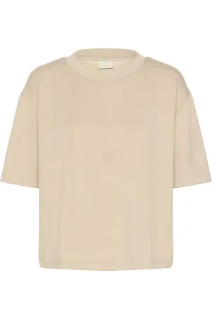 Kaffe Tops, Dames, , S, Polyester, Veergrijze Tee met halve mouwen