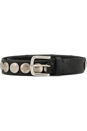 Golden Goose Accessoires, Heren, Zwart, 75 CM, Studded Zwart Leren Riem