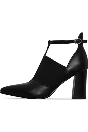 CESARE GASPARI Schoenen, Dames, Zwart, 39 EU, Leer, Verhoogde T-strap blokhakken