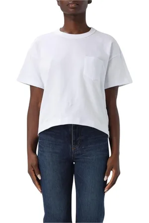 SACAI Tops, Dames, Wit, S, Katoen, Wit Ruimvallend Zak T-Shirt
