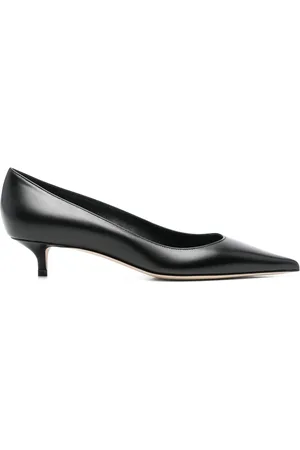 Jimmy Choo Schoenen, Dames, Zwart, 40 EU, Zwarte Leren Puntige Neus Kittenhak
