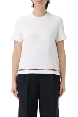 Thom Browne Tops, Dames, Wit, M, Witte Gebreide Crew Neck Top