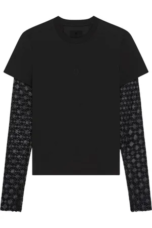 Givenchy Tops, Dames, Zwart, S, Katoen, Zwarte Kantmouw Crop Top