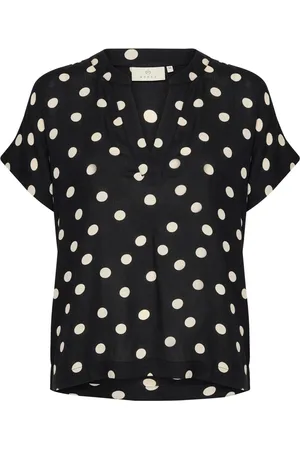 Kaffe Blouses & Shirts, Dames, Zwart, L, Polka Dot Blouse Top & T-Shirt