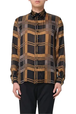 Saint Laurent Overhemden, Heren, Veelkleurig, S, Rode Zijden Geruite Overhemd