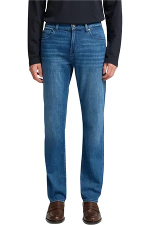 7 for all Mankind Jeans, Heren, Blauw, W38, Denim, Slimmy Blauwe Denim Jeans