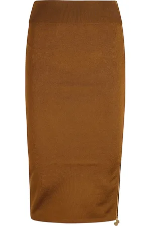 Patou Rokken, Dames, Bruin, M, Bruine Gebreide Rok met Rits