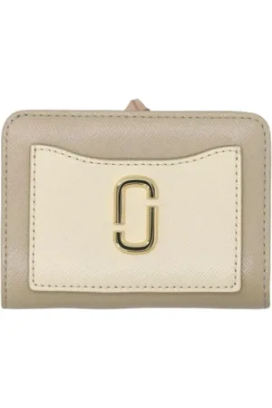 Marc Jacobs Accessoires, Dames, Groen, ONE Size, Leer, Roze Compacte Portemonnee met Drukknoopsluiting