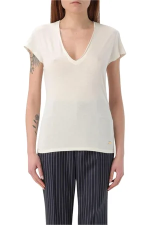 Tom Ford Tops, Dames, Wit, M, Wol, Zwarte Merino Wol V-hals T-shirt