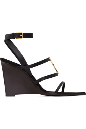 Saint Laurent Schoenen, Dames, Zwart, 35 1/2 EU, Stijlvolle Zomer Sandalen voor Vrouwen
