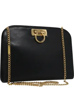 Salvatore Ferragamo Pre-owned, Dames, Zwart, ONE Size, Leer, Tweedehands leren schoudertassen