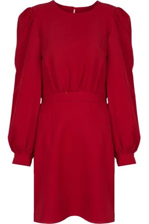 Silvian Heach Kleedjes, Dames, Rood, S, Leer, Elegante Midi Jurk