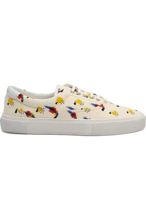 Saint Laurent Schoenen, Heren, , 41 EU, Witte Canvas Sneakers Aw 23