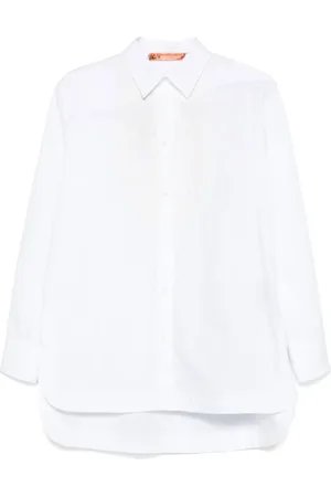 ERMANNO SCERVINO Blouses & Shirts, Dames, Wit, M, Katoen, Witte Bloemen Geborduurde Katoenen Blouse