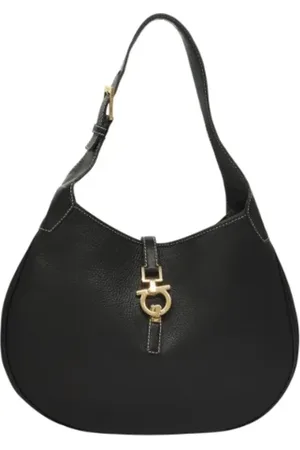 Salvatore Ferragamo Pre-owned, Dames, Zwart, ONE Size, Leer, Tweedehands leren handtassen