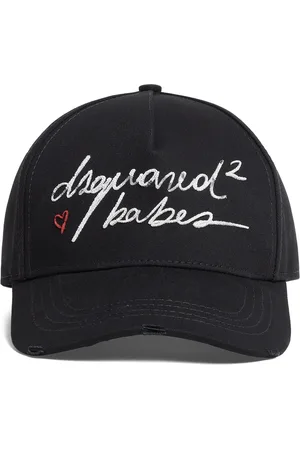 Dsquared2 Accessoires, Dames, Zwart, ONE Size, Zwarte baseballpet met harten