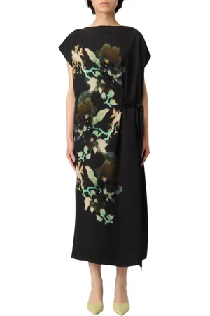 Paul Smith Kleedjes, Dames, Zwart, L, Elegante Zwarte Midi Jurk