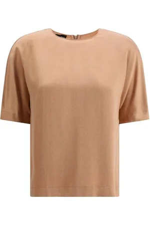 Giorgio Armani Tops, Dames, , S, Satin Top Elegant Crew Neck