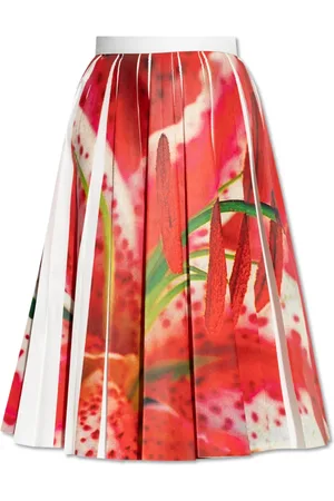 Tory Burch Rokken, Dames, Rood, M, Geplooide rok met kleurrijke print