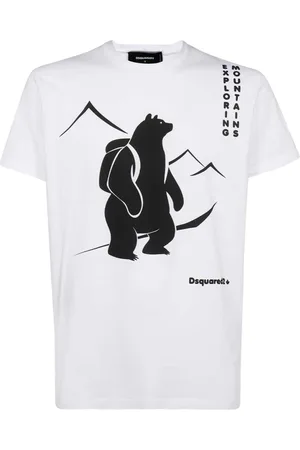 Dsquared2 Tops, Heren, Wit, XL, Katoen, T-shirt met print en ronde hals