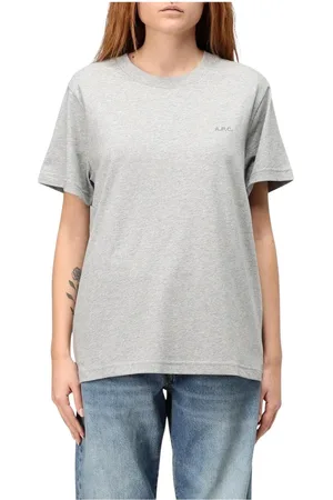 A.P.C. Tops, Dames, Grijs, L, Katoen, Witte Crew Neck Tee, Veelzijdige Garderobe Essentie