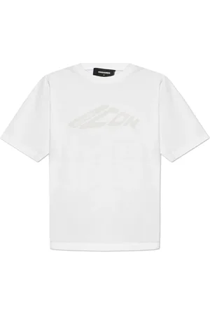Dsquared2 Tops, Dames, Wit, 2Xs, Katoen, T-shirt met Gedrukt Logo