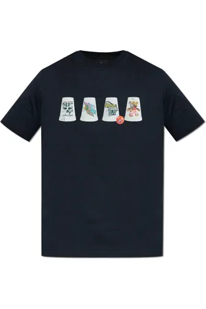 Paul Smith Tops, Heren, Blauw, XL, Katoen, T-shirt met kleurrijke print