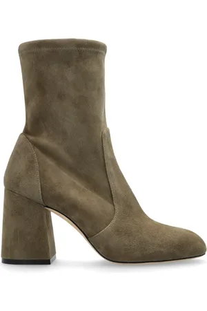 Stuart Weitzman Schoenen, Dames, Groen, 40 1/2 EU, Suède, Enkellaarzen met hakken Yuliana