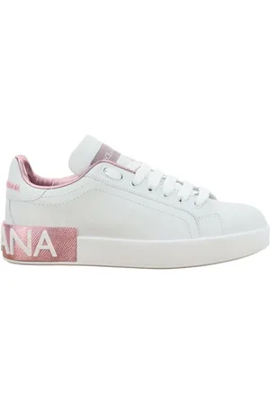 Dolce & Gabbana Schoenen, Dames, Wit, 40 EU, Portofino Sneakers met Geborduurd Logo