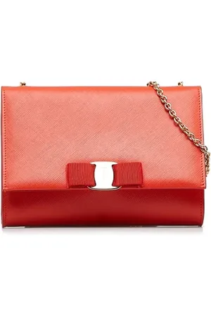 Salvatore Ferragamo Pre-owned, Dames, Rood, ONE Size, Leer, Tweedehands leren schoudertassen