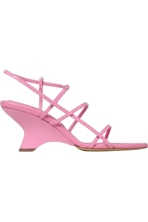Gia Borghini Schoenen, Dames, Roze, 39 EU, Leer, Roze Sleehak Sandalen
