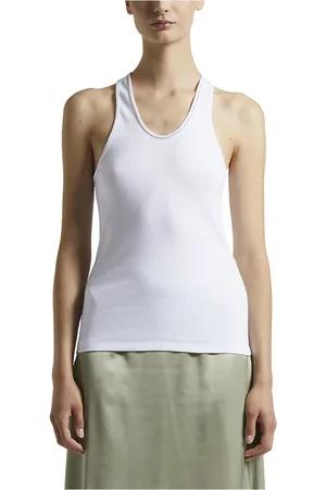 PESERICO SIGN Tops, Dames, Wit, XL, Micro rib jersey stretch top