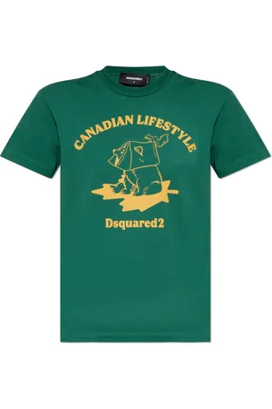 Dsquared2 Tops, Dames, Groen, 2Xs, Katoen, T-shirt met print